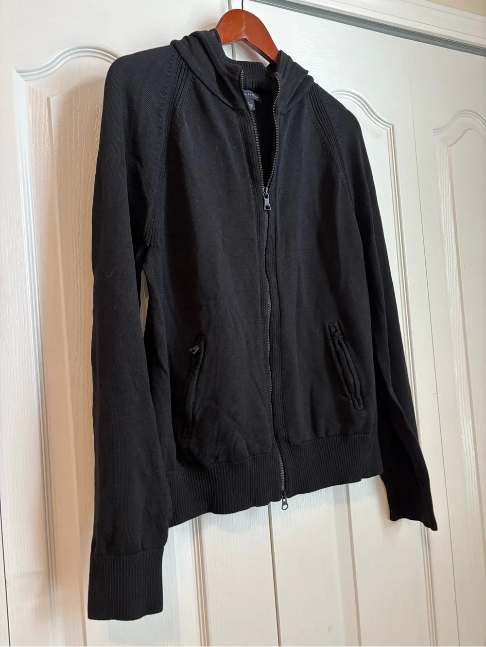Banana Republic Black Zip-Up Knit Jacket